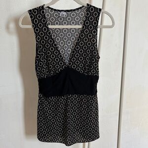 Teenie Weenie Black and White Circle Pattern Blouse